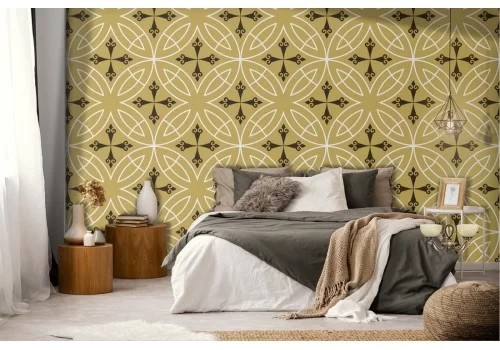 Carta da Parati decorazione geometrica vintage cerchi.