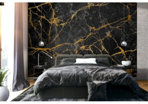 Black and yellow luxury marble surface wallpaper