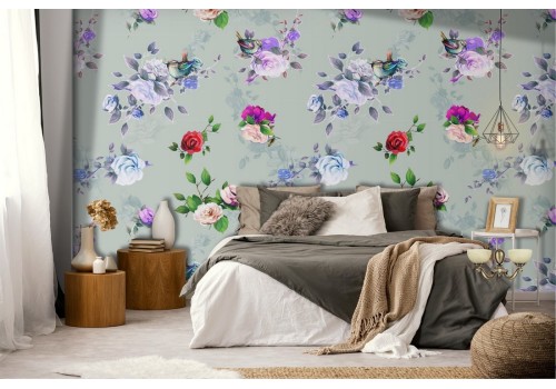 Wallpaper flowers blue nature vintage.