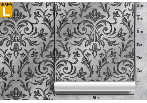 Vintage damask wallpaper decoration in grey and black. 2