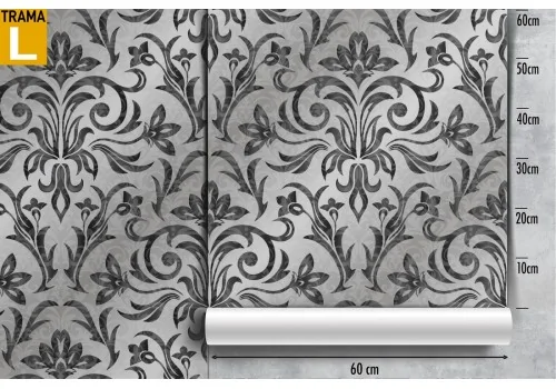 Vintage damask wallpaper decoration in grey and black. 2