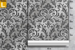 Vintage damask wallpaper decoration in grey and black.