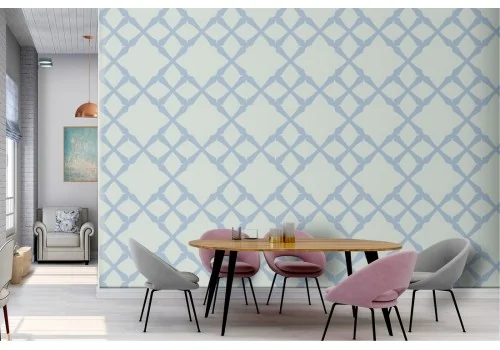 Blue geometric diamond pattern wallpaper decoration.