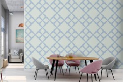Blue geometric diamond wallpaper decoration.