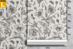 Wallpaper stylized flowers vintage nature pattern.