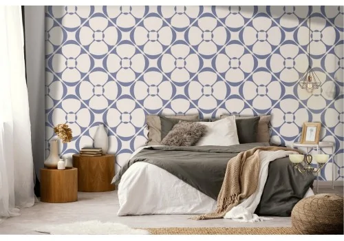 Wallpaper decoration stylized geometric flowers.