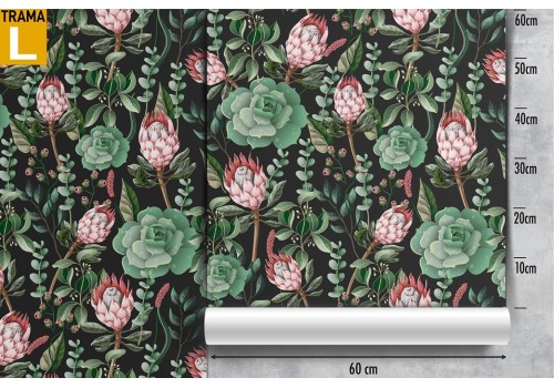 Pink flowers and green leaves vintage nature wallpaper. 2