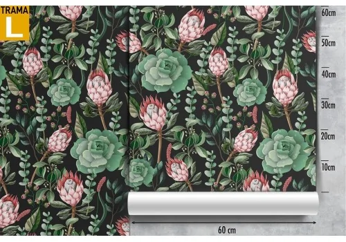 Pink flowers and green leaves vintage nature wallpaper. 2