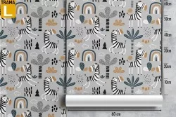Stylized zebra wallpaper children's decoration.
