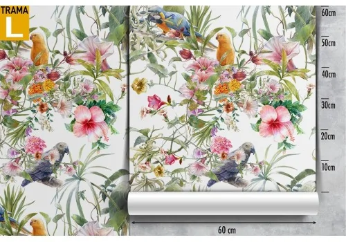 Tropical flowers and parrots wallpaper. 2