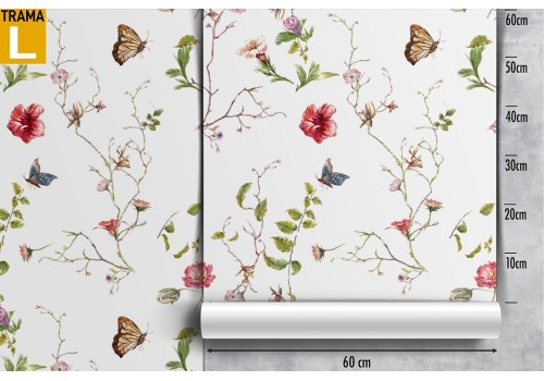 Pink flowers and butterflies nature pattern wallpaper. 2