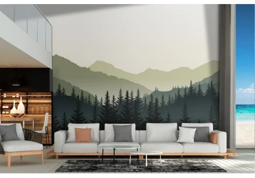 Mountain landscape wallpaper with forest