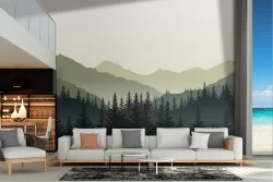 Wallpaper mountain landscape with forest