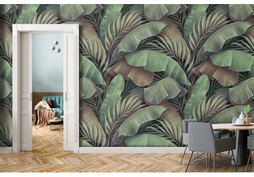Tropical leaves nature modern design wallpaper.