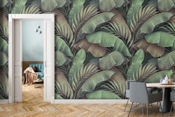Carta da Parati foglie tropicali natura design moderno.