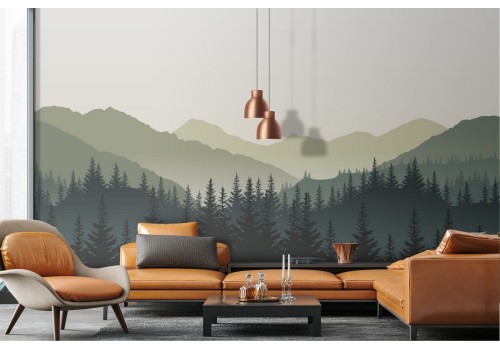 Wallpaper mountain landscape with forest 2