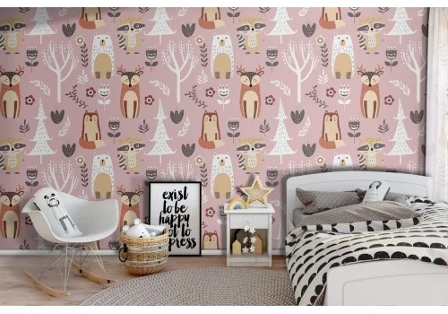 Wallpaper forest animals nature children.