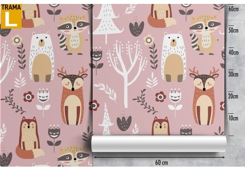 Wallpaper with forest animals nature children. 2