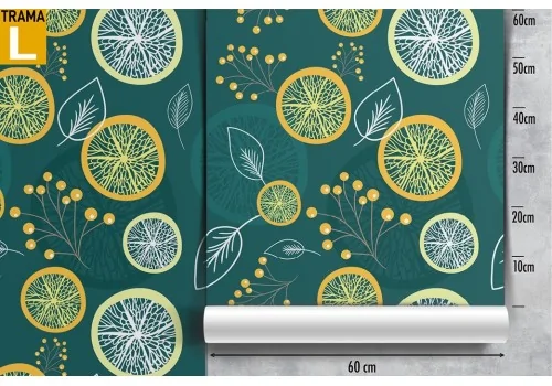 Wallpaper with stylized fruits and leaves modern pattern. 2