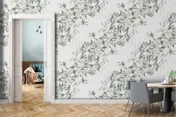 Carta da Parati fiori bianchi natura pattern.