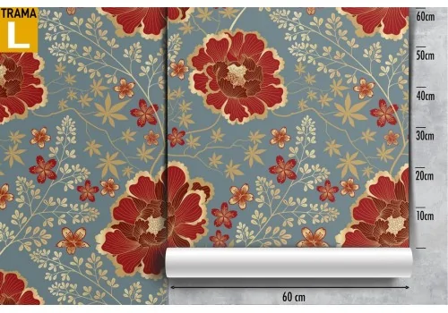 Red flowers vintage stylized nature wallpaper. 2