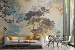 Carta da Parati natura dipinto foresta astratta