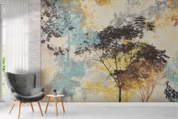 Carta da Parati natura dipinto foresta astratta