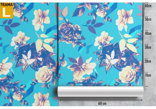 Modern nature wallpaper with white flowers on a blue background. 2