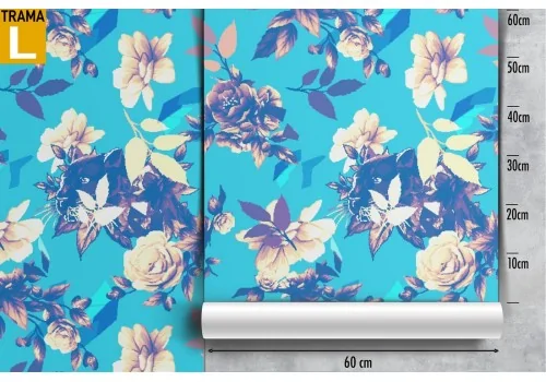 Modern nature wallpaper with white flowers on a blue background. 2