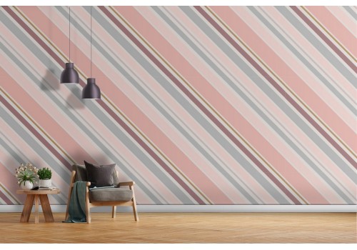 Carta da Parati decorazione moderna righe rosa.
