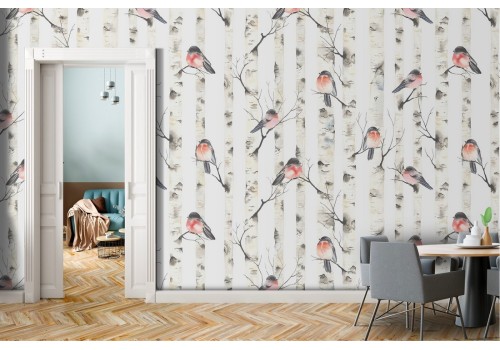 Stylized nature wallpaper and sparrows.