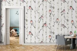 Stylized nature wallpaper and sparrows.