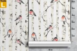 Stylized nature wallpaper and sparrows.