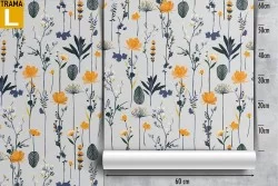 Carta da Parati fiori stilizzati natura design vintage.