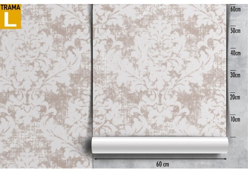 Vintage damask wallpaper pattern in antique white. 2
