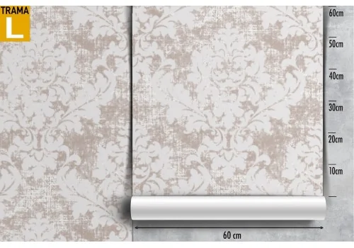 Vintage damask wallpaper pattern in antique white. 2