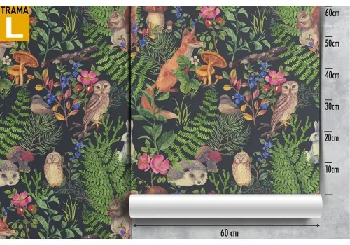 Wallpaper nature foxes and forest leaves pattern. 2