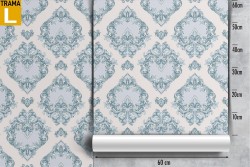 Damask blue wallpaper decoration.