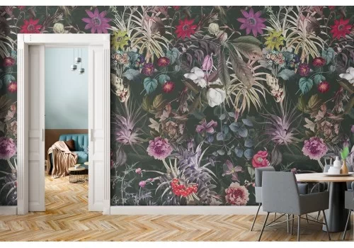 Carta da Parati fiori e foglie tropicale pattern natura.