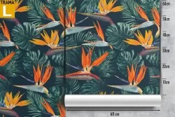 Carta da Parati fiori e foglie tropicali natura.