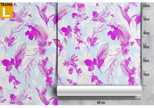 Modern fuchsia stylized leaves wallpaper. 2
