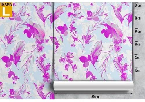 Modern fuchsia stylized leaves wallpaper. 2