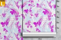 Modern fuchsia stylized leaves wallpaper.