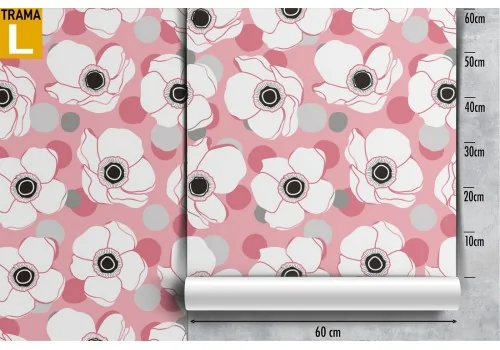 White and pink flowers modern nature wallpaper. 2