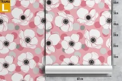 White and pink flowers modern nature wallpaper.