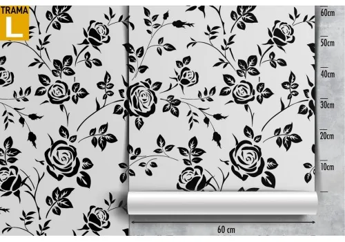 Carta da Parati rose stilizzate nero natura pattern. 2