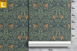 Vintage flowers and damask pattern wallpaper.