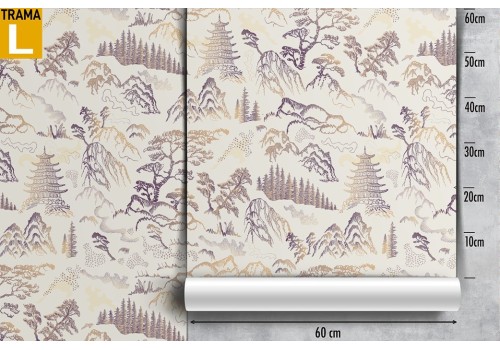 Stylized nature wallpaper with oriental design. 2