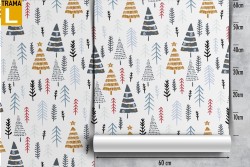 Wallpaper with stylized trees for children.