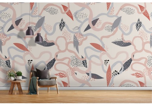 Abstract wallpaper decoration with modern leaves.